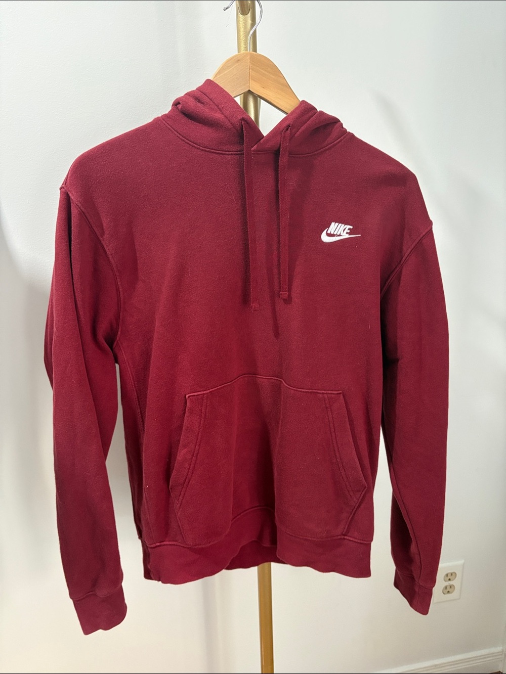Nike Maroon Pullover Hoodie with White Swoosh